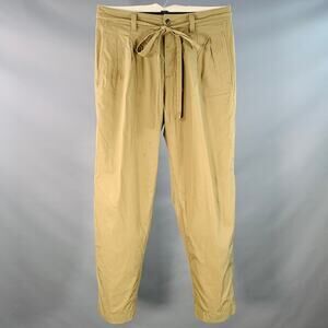 VISVIM Size L Hakama Olive Green Cotton Pleated Belted Button Fly Dress Pants